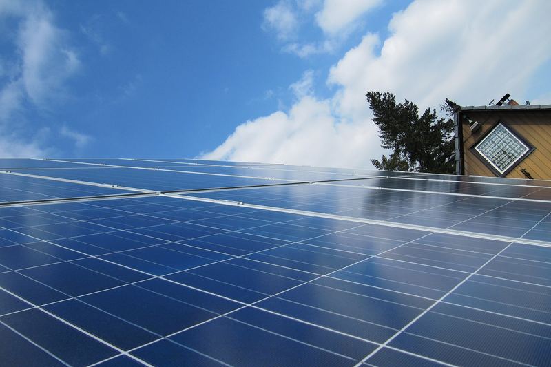 Solar panels on a residential roof